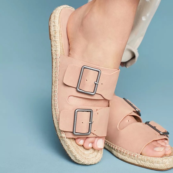 Splendid Blake Buckle Strap Leather Espadrille Slip On Sandals Anthropologie 8.5 - Picture 10 of 10